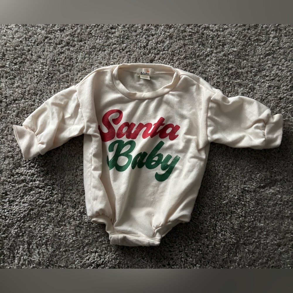 Tulabee Cream with Red and Green Bodysuit Santa Baby